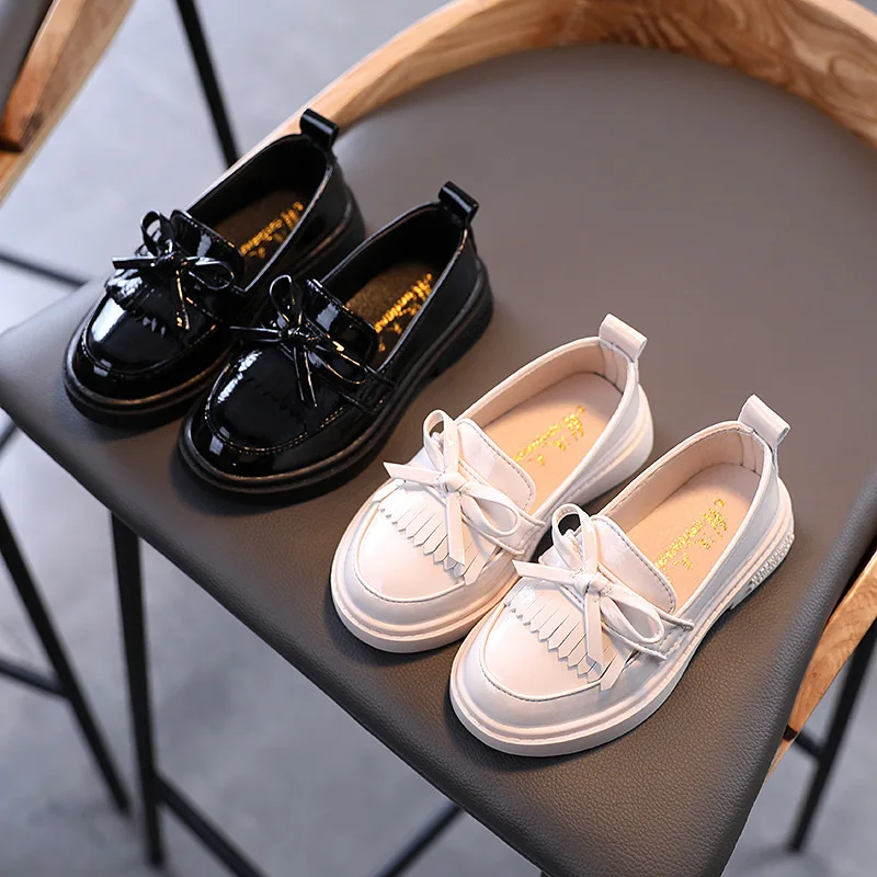 

Children's leather shoes spring girls bow flat shoes