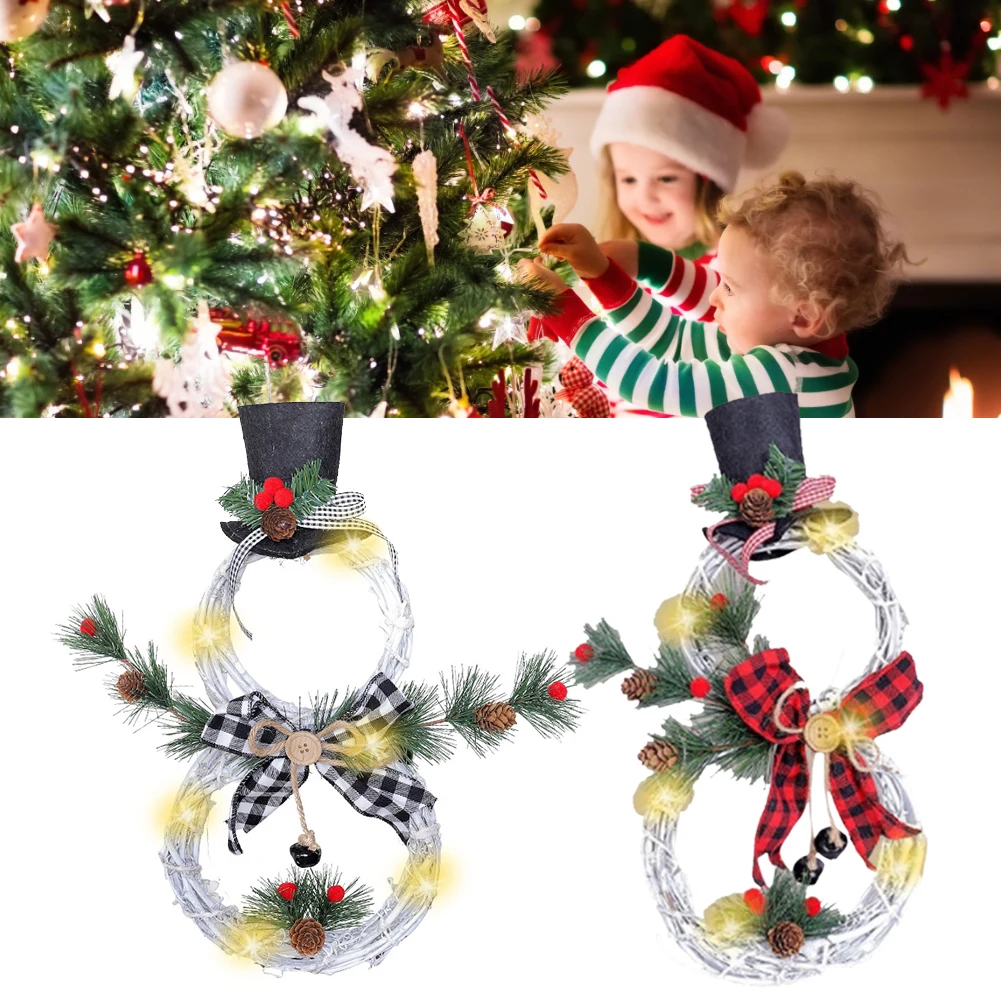 

Christmas LED Wreath Garland Hanging Decoration Christmas Pendant LED Lights Wreath Wall Door Holiday Decor