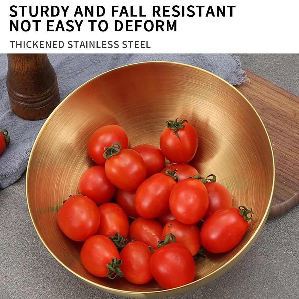 

Stainless Steel Metal Salad Bowl For Serving Fruits Home Dinnerwar Kitchen Tableware Soup Rice Ramen Noodles Bowl