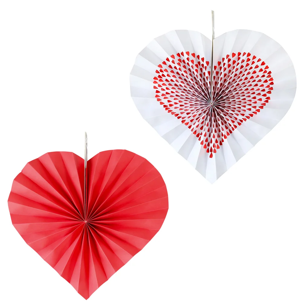 

Paper Fans Hanging Valentine S Day Wedding Party Garlandset Hangings Ceiling Shaped Shower Bridal Heart Flowers Delicate Banner