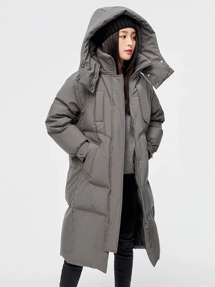 

Snow Flying Autumn and Winter New Trend Women's Hooded Long plus-Sized Size Profile Warm-Keeping and Cold-Proof down Jacket