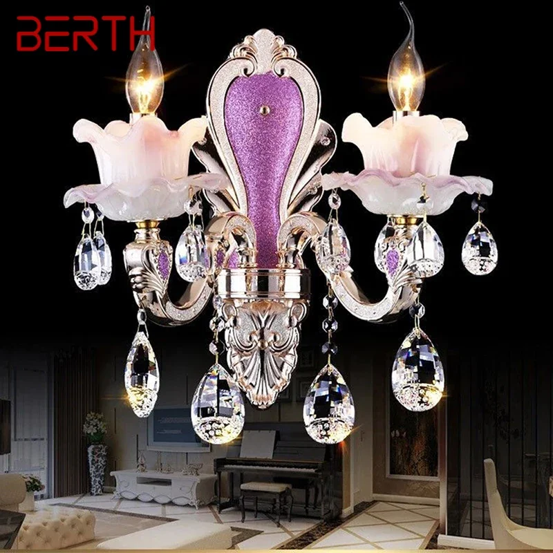 Европейский настенный светильник с фиолетовым кристаллом Роскошная лампа для