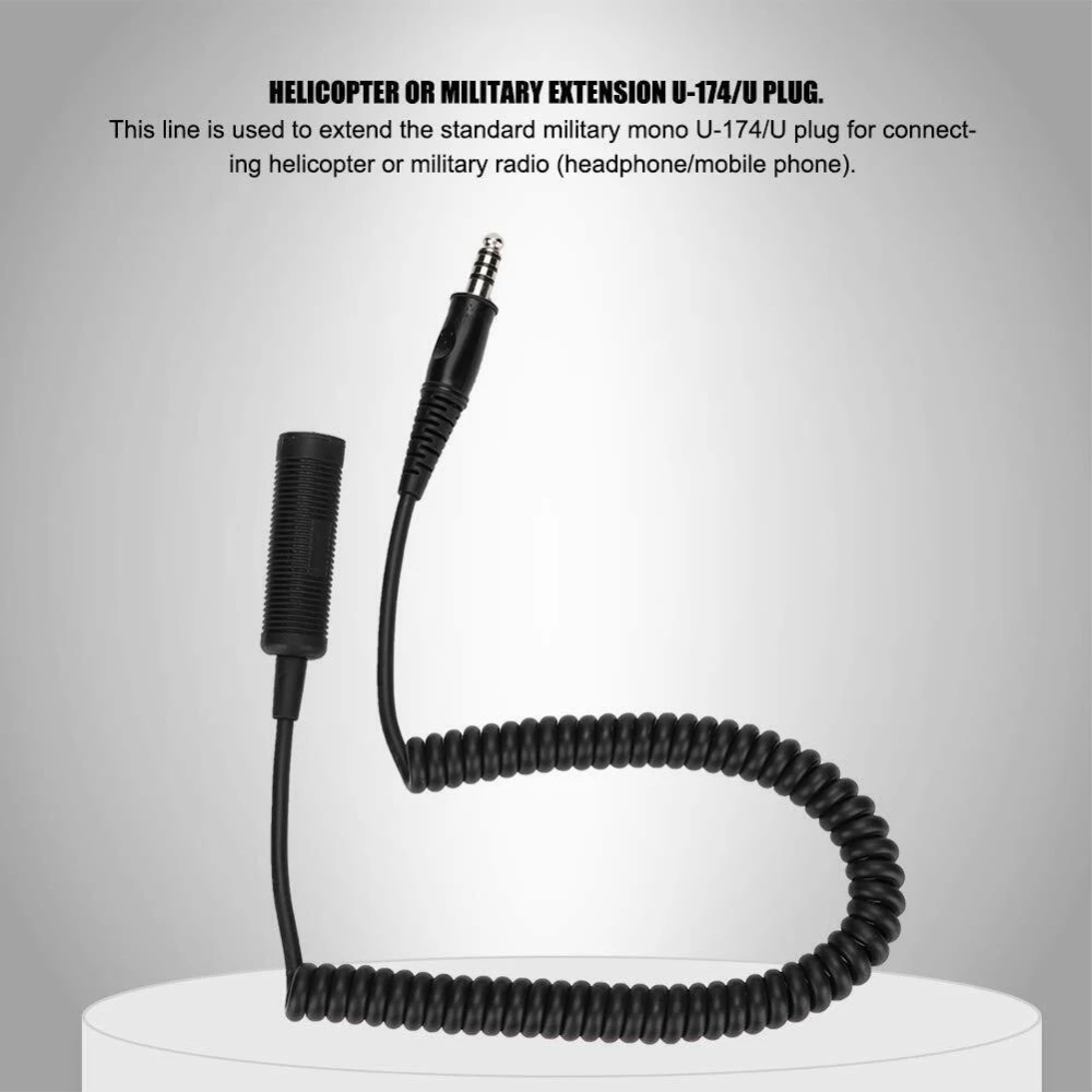 Tactical Headphone Extension Cable, U-92A/U to U-174/U Standard Single Plug Extension Cable