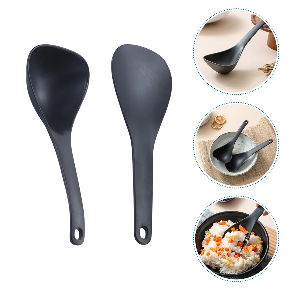 

Stainless Steel Scoop Berry Spoon Wonton Spoon 20.5X7X1.5CM Cooking Spoons Black Porridge Spoon Rice Paddle Spoon Kitchen Paddle