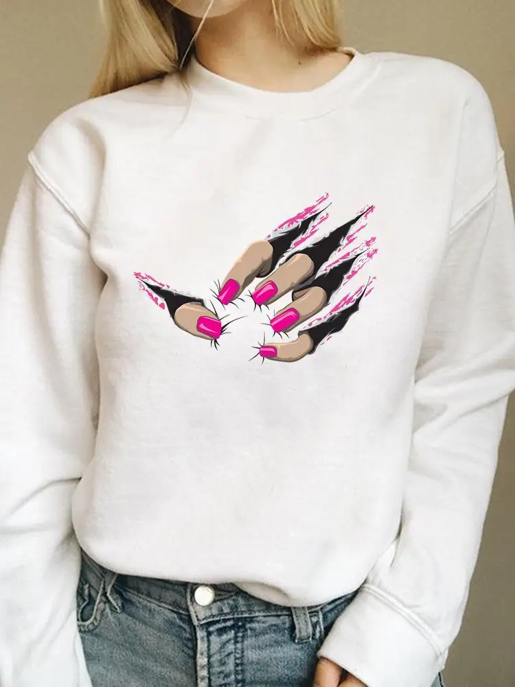 

Nail Art Lovely Style 90s Sweatshirts Casual Print Autumn Spring Fashion Female Women Long Sleeve Clothing Graphic Pullovers
