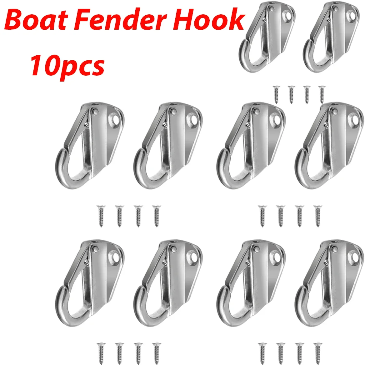 

10pcs Boat Bumper Fender Hook Stainless Steel Spring Hook Snap Attach Rope Fending Hooks Marine Hardware Boat Accessories