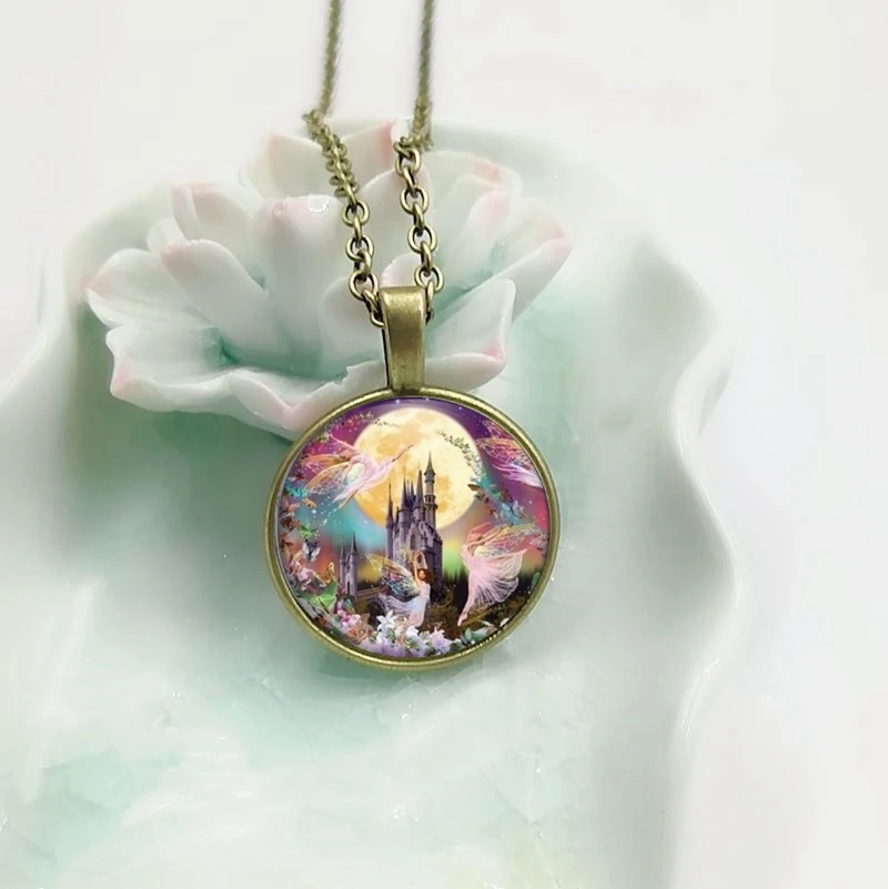 

2022 New Fashion Popular Castle Fairy Dance Figure Pendant Necklace High Quality Necklace,