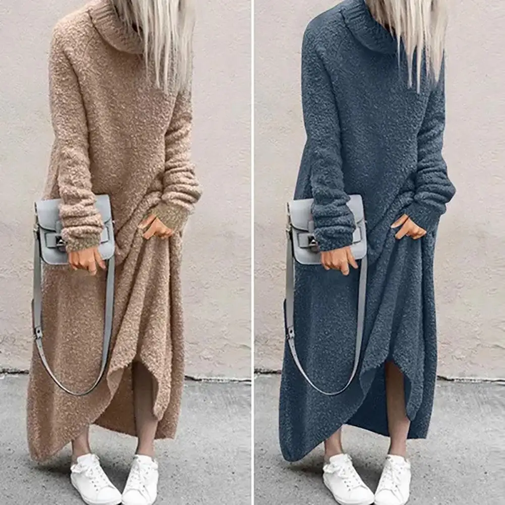 

Loose Dress 3D Cutting Plush Dress Autumn Winter Plus Size Warm Oversized Long Dress