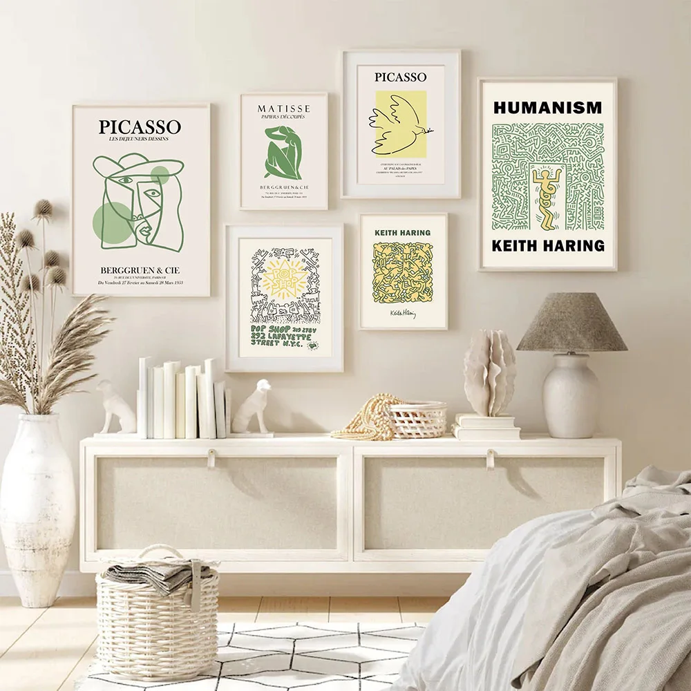 

Картина с фигурками Кейта, линия Пикассо, мир, птица, Матисс, настенное искусство, Картина на холсте и принты, настенные картины для декора го...