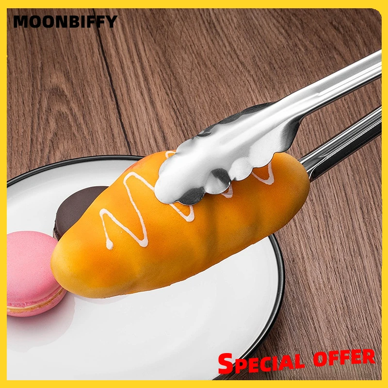 

Kitchen Food Stainless Steel Tong Tool Heat Bread Salad BBQ Cooking Serving Utensil Bead Clip Clamp Meat Barbecue Tools Buffet