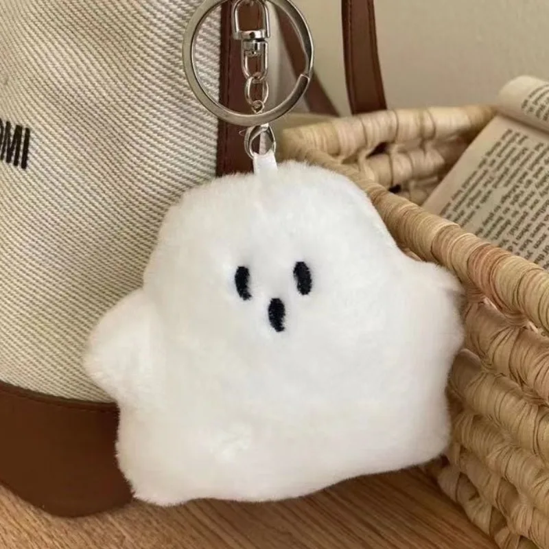 Cute Ghost Horse Plush Keychain Pendant Toy Girls White Plush Accessorie Student Backpack Mini Car Keychain Decoration Pendant