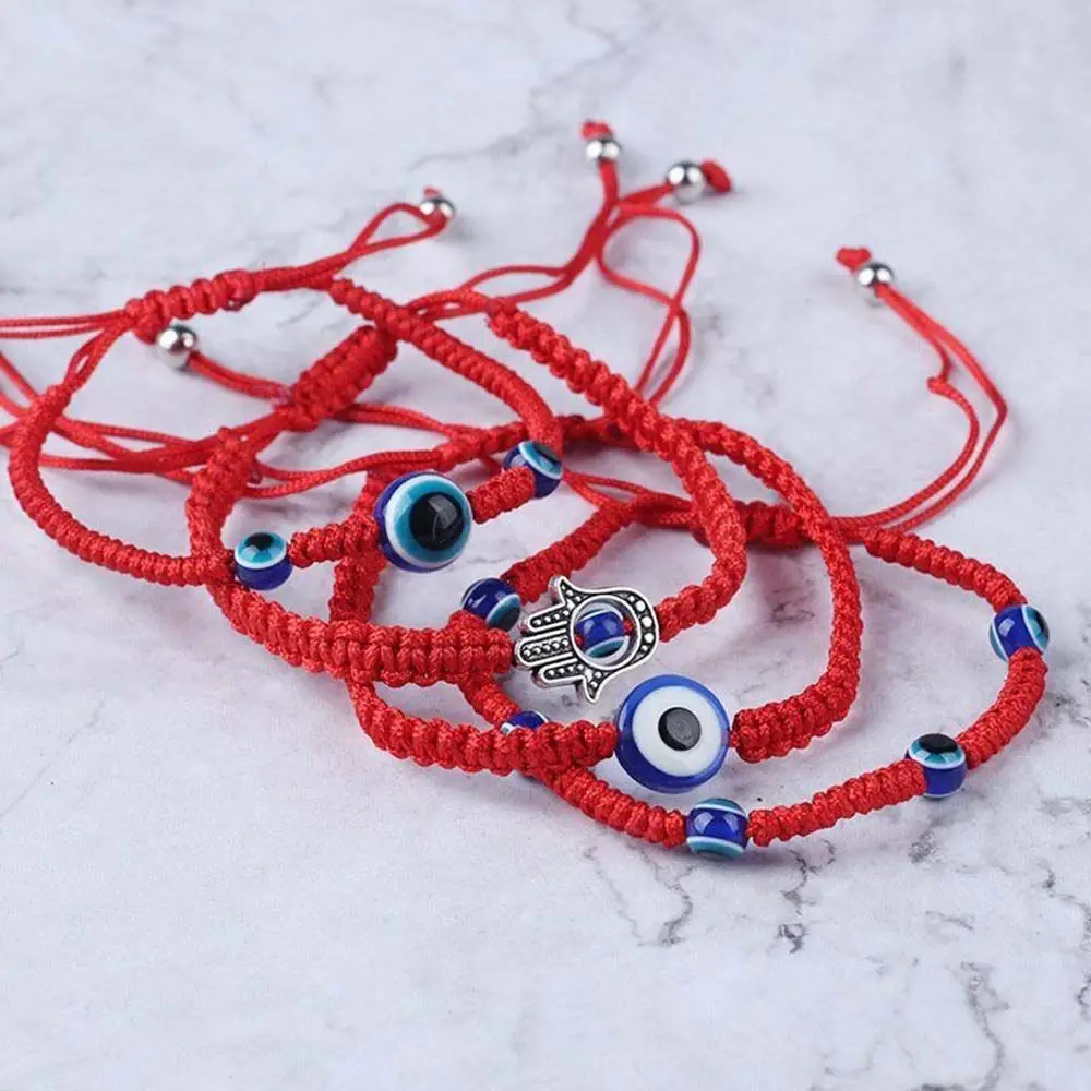 

Braided Red Thread Bracelets For Women Men Bohemian Turkish Evil Eye Beads String Lucky Woven Jewelry Hot Fashion Gifts