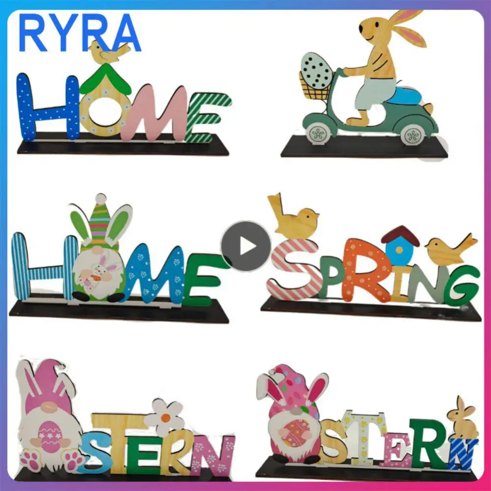 

Bunny Decorative Plate Room Ornament Table Decor Home Decoration Wood Plaque Desktop Crafts Party Supplies Durable