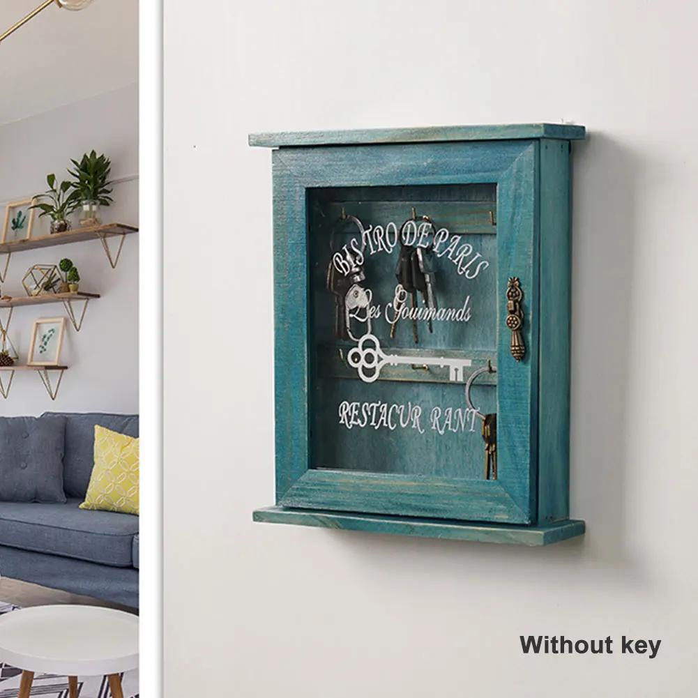 

Entrance Retro Key Holder Box Mail Storage Accessories Easy Install Wooden Home Decor Gifts Wall Mounted Craft Space Saving