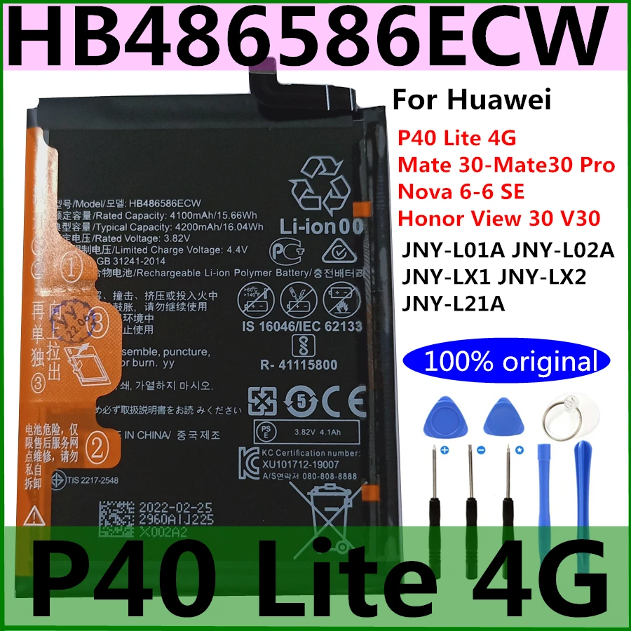 

Original New HB486586ECW For Huawei P40 Lite 4G JNY-L01A JNY-L02A JNY-LX1 JNY-LX2 JNY-L21A JNY-L21B JNY-L22A JNY-L22B Battery