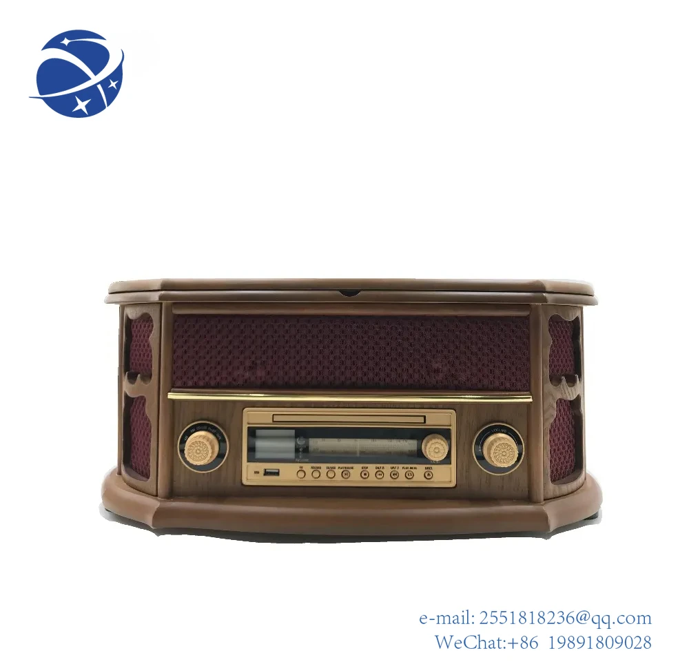 

YYHC Drawer Type CD Player Wooden Stereo Vinyl Gramophone Retro Turntable with Remote control/Cassette Player Wholesale