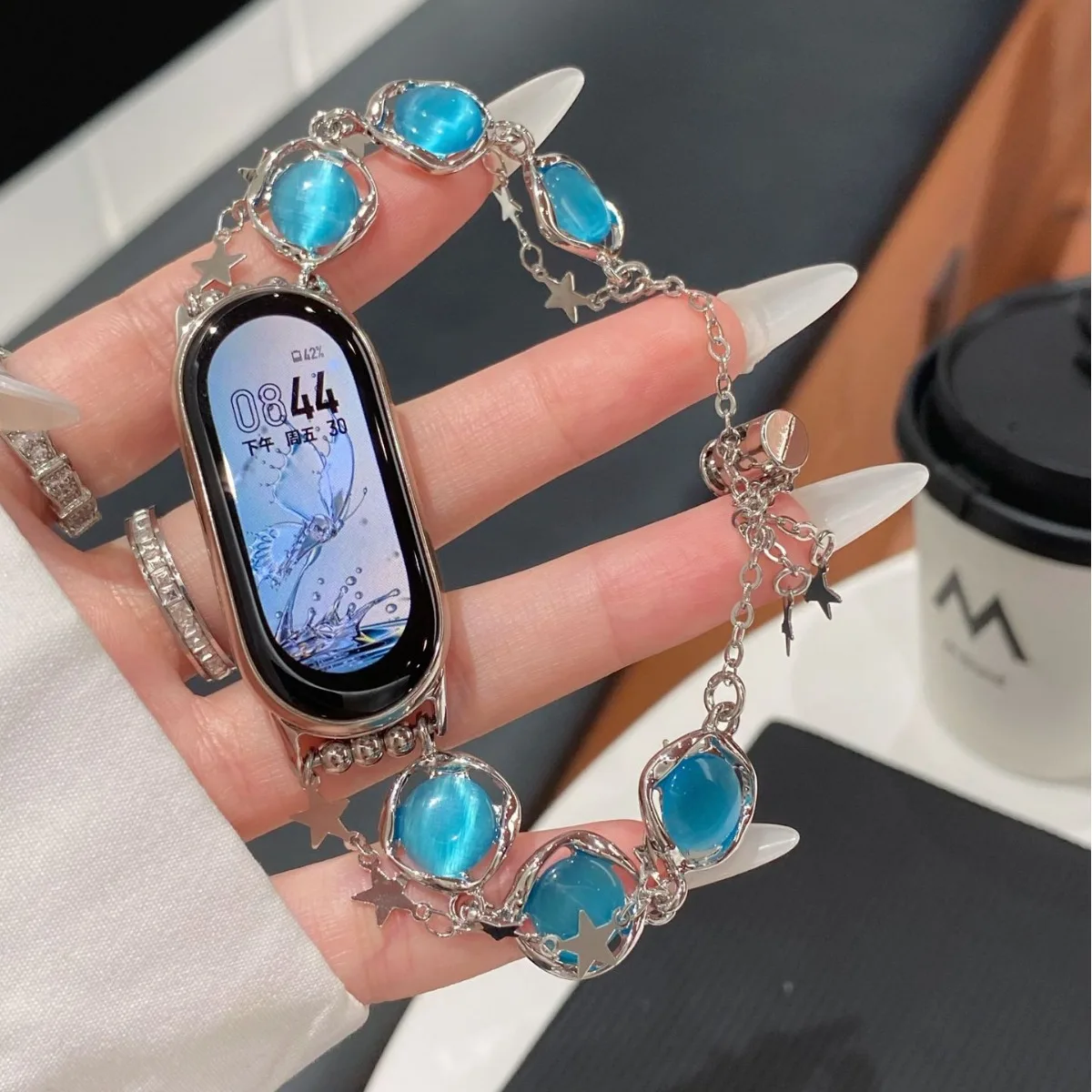 Фото Ремешки для умных часов Apple Watch Opal Pentagram, браслеты-цепочки для Mi 8/9, ремешки для Huawei (14 мм) №1