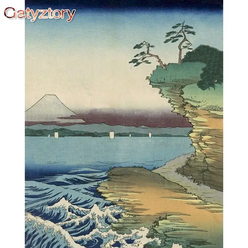 

GATYZTORY Oil Painting By Numbers Coast Scenery 60x75cm Paint For Drawing By Numbers On Canvas Landscape Frameless Home Decor