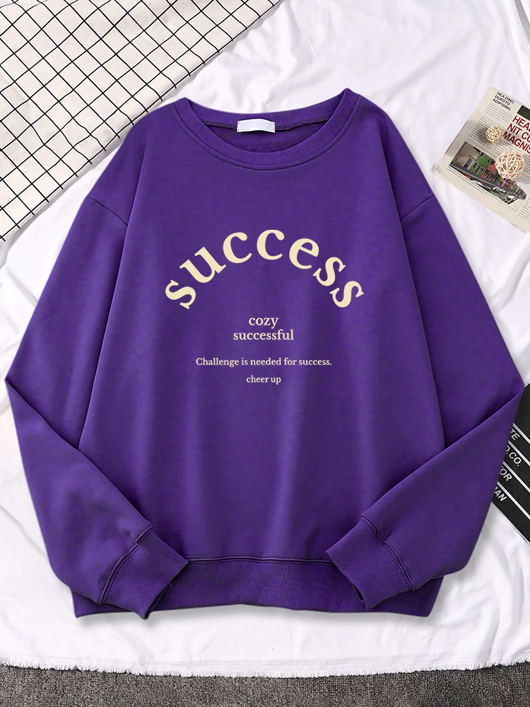 

casual hoody women letter challenge is needed for success cheer up pattern Sweatshirt strecth loose Breathable tops Soft clothes