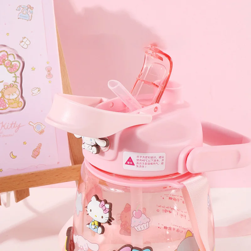Kawaii Sanrioed MyMelody Kuromi Cinnamoroll мультяшная большая чашка для живота соломенная