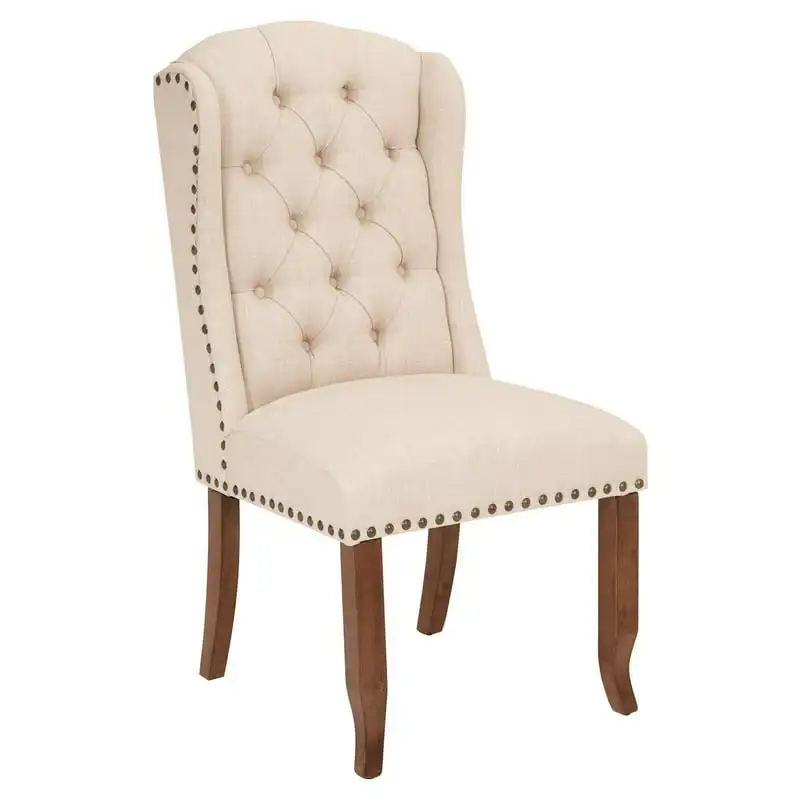 

Tufted Wing Chair in Linen Fabric