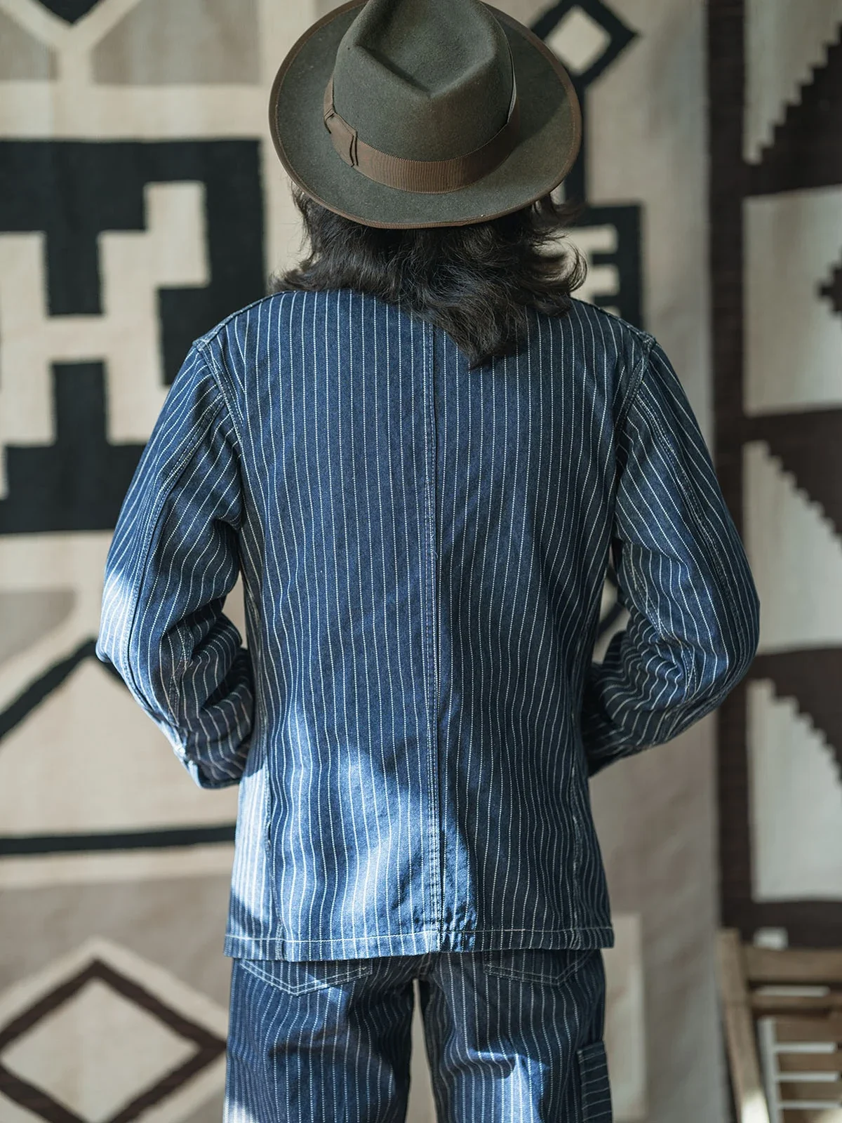 Не в наличии 1930-х годов Wabash Stripes Jacket Винтажная мужская рабочая одежда