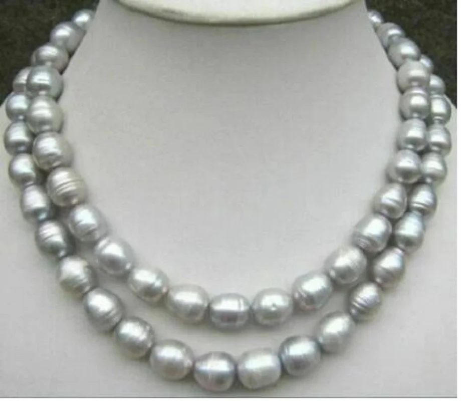 

36" AAA 11-13mm natural tahitian silver gray pearl necklace