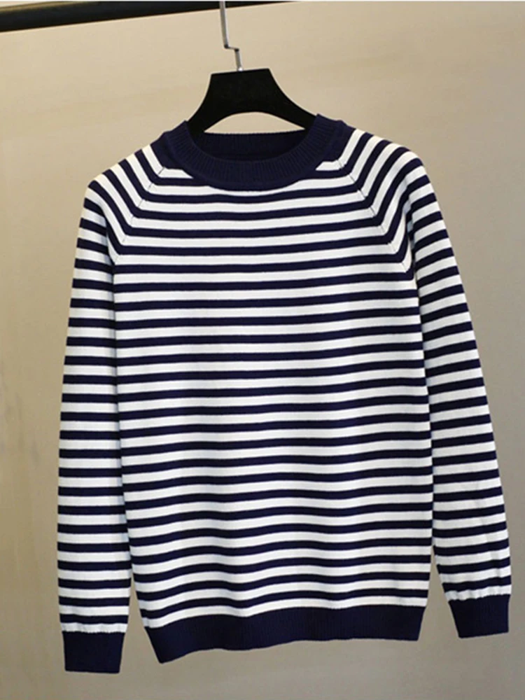 Пуловер женский в полоску с длинным рукавом Осень-зима