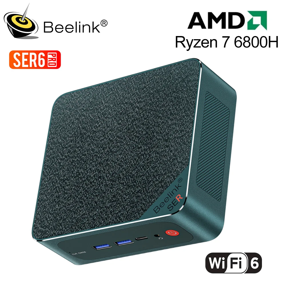 

Beelink SER6 Pro 6800H Mini PC Win 11 Pro AMD Ryzen 7 RDNA2 DDR5 32GB SSD 500GB NVME Wifi6 LAN 2.5G Gaming Computer