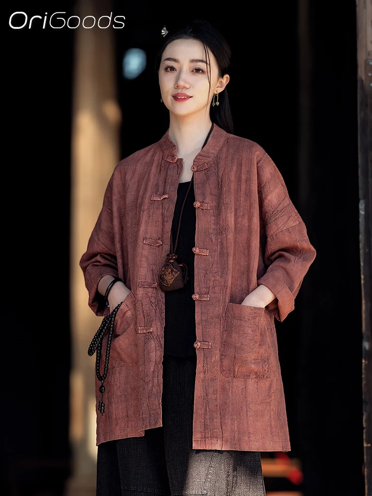 Оригинальная китайская традиционная одежда длинная рубашка с принтом Женская