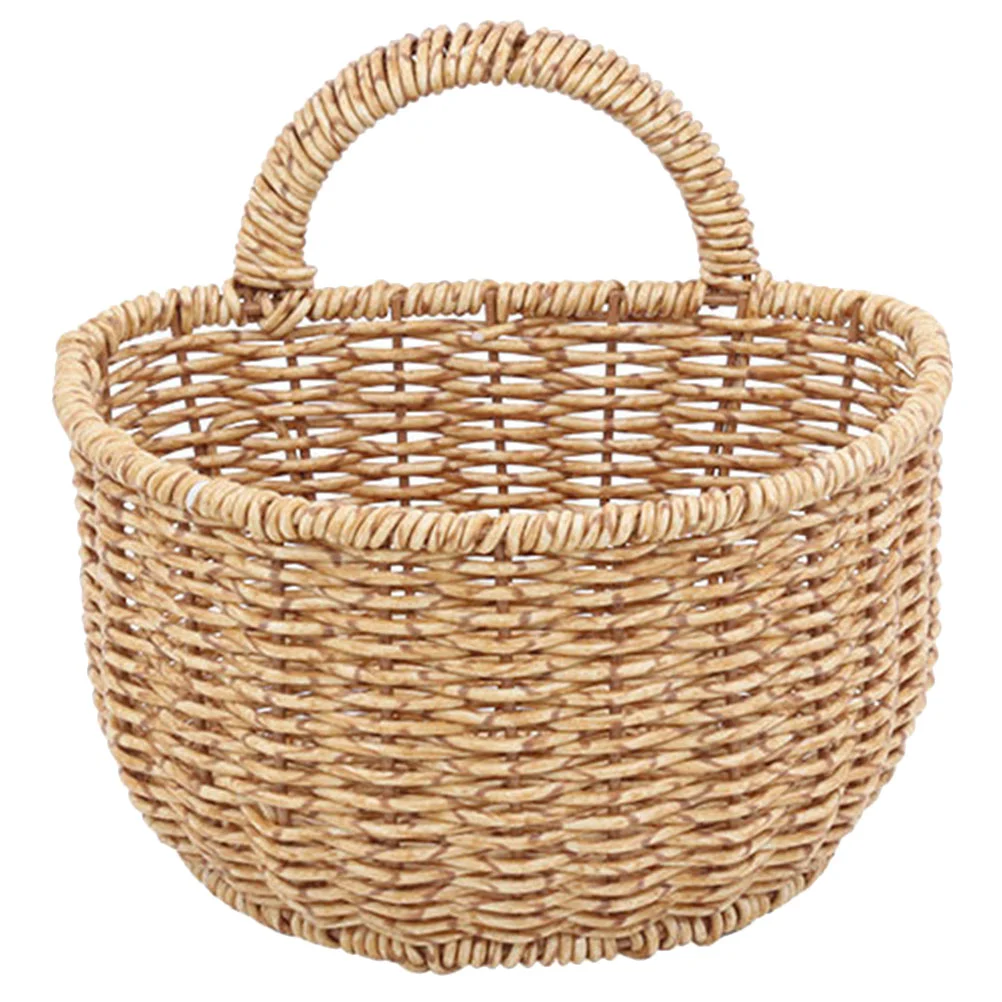

Basket Hanging Storage Wall Woven Flower Rattan Wicker Fruit Baskets Bin Egg Holder Vegetable Pots Sundries Garlic Planters