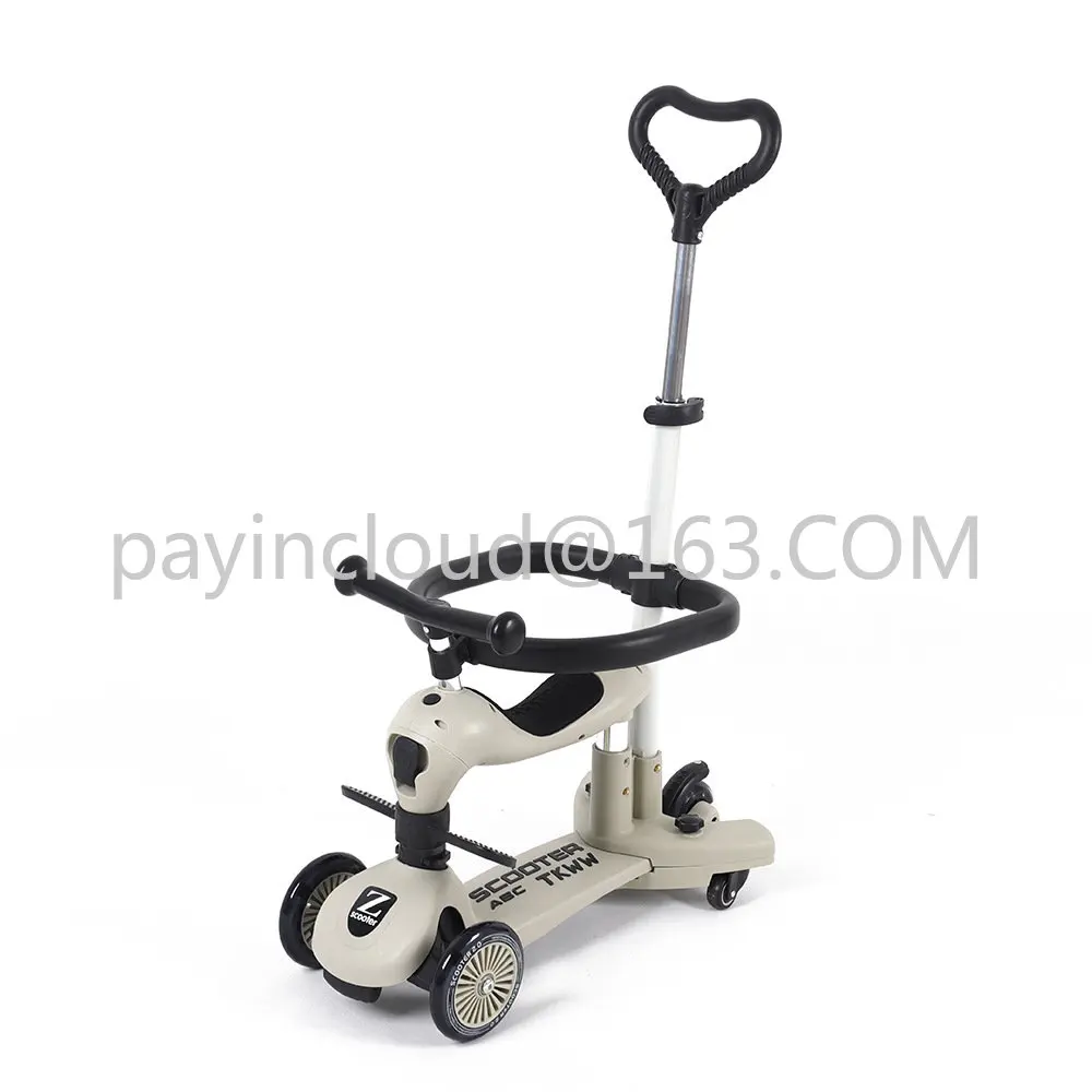 

Scooter Three-in-One Children Universal Wheel Push Rod Luge Foldable Fence Scooter