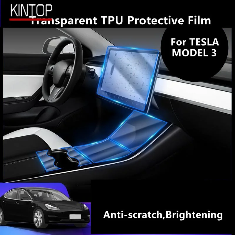 

For TESLA MODEL 3 Car Interior Center Console Transparent TPU Protective Film Anti-scratch Repair Film Accessories Refit