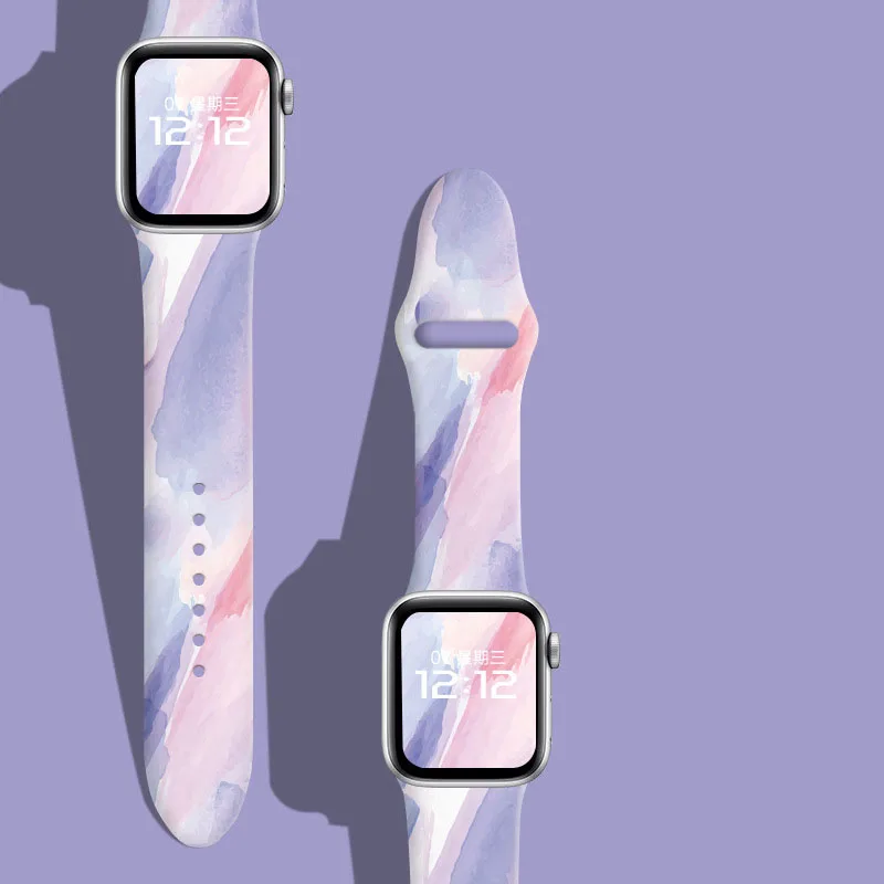 Cartoon Printing Strap For Apple Watch Band 49mm 40mm 42mm 38mm Silicone Wrist 44mm 45mm 41mm Correa iWatch 8 7 6 5 4 3 SE Ultra