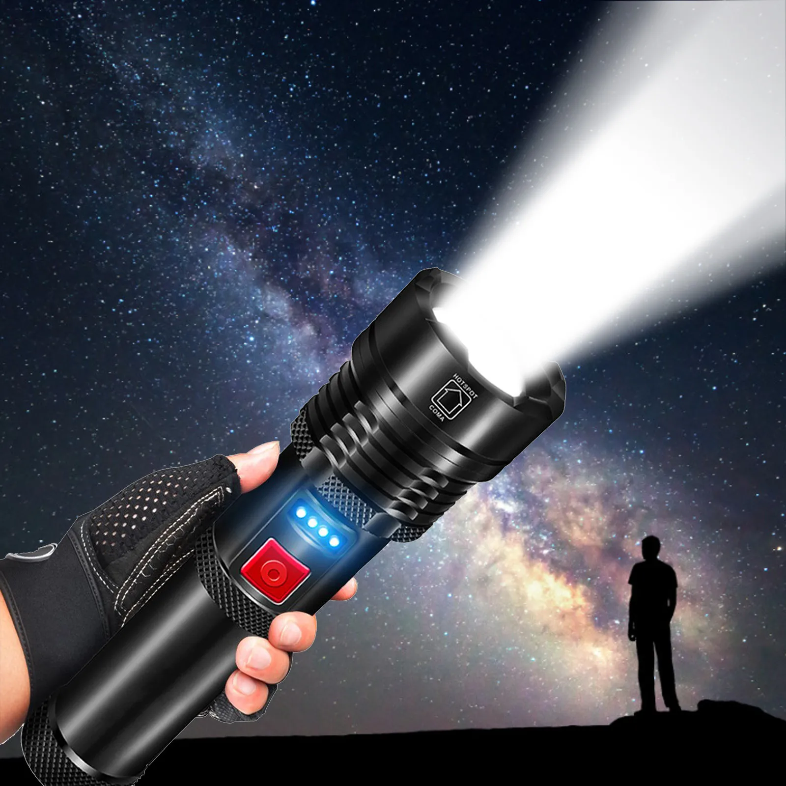 ZK30 Powerful XHP50 Powerful LED Flashlight Tactical Torch Built-in Battery USB Rechargeable Waterproof Lamp Ultra Bright Lante