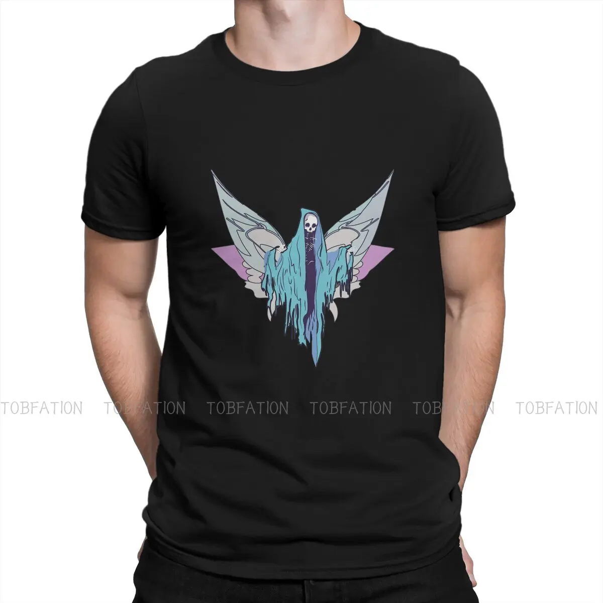 

Fly Man's TShirt Skeleton Fairy Grunge Fairycore Aesthetic Gothic Cottagecore Crewneck Tops Fabric T Shirt Humor High Quality