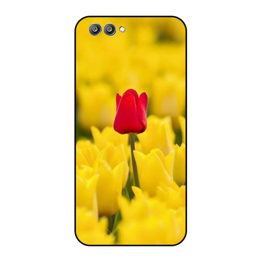 Черный бампер для Huawei Honor V10 красивый мягкий чехол с животными высокого качества