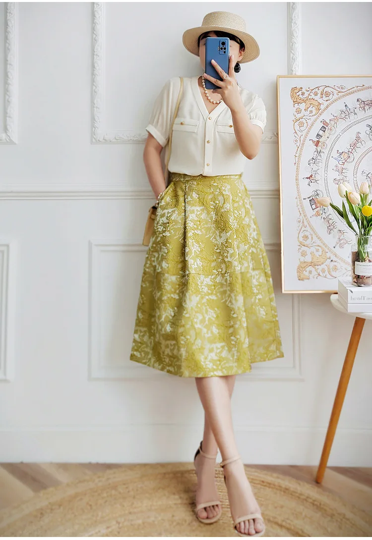 

Новинка лета 2023, Однотонная футболка из твида с V-образным вырезом и рукавами-фонариками, Тонкая шелковая рубашка