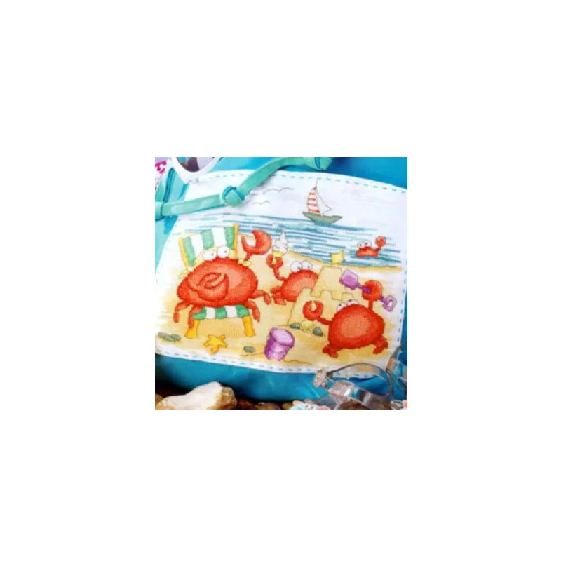 

T Precision print cross stitch Set European magazine crazy113-2 crab cartoon holiday at the beach