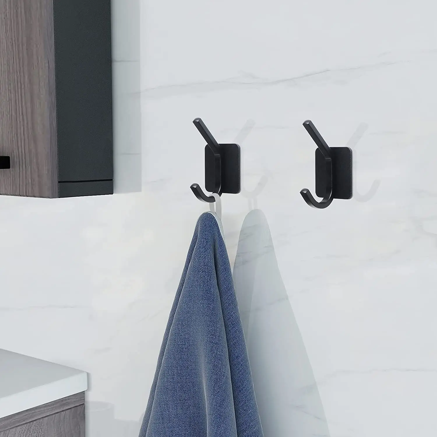 

6pc Stainless Steel Black Adhesive Hooks Heavy Duty Wall Waterproof Stainless steelGreat for bathroom curtain hooks