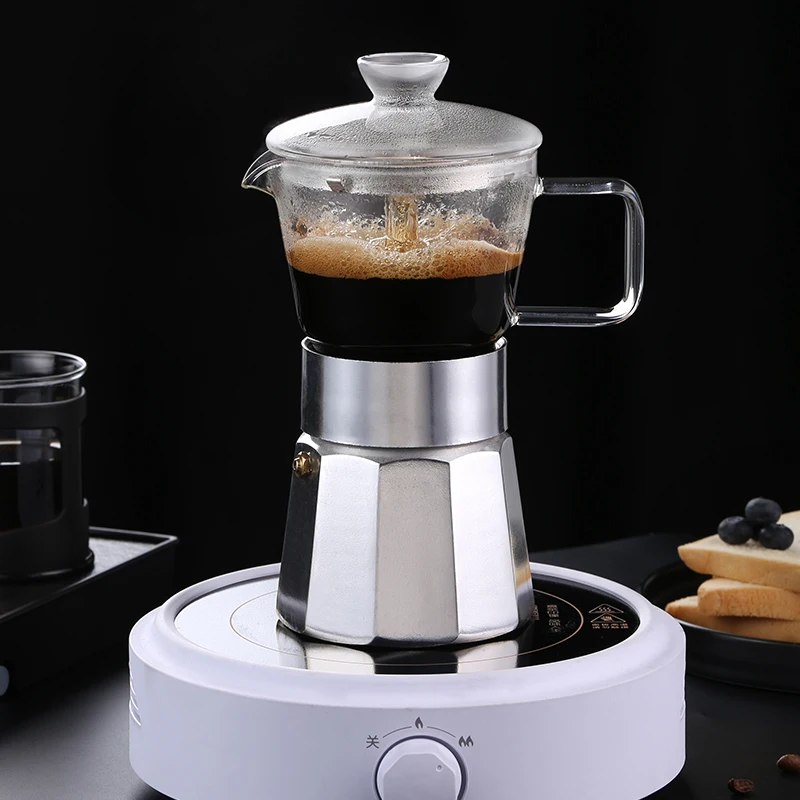 New Style Glass Aluminium 1/3/9 cups Italy Espresso Stove-to
