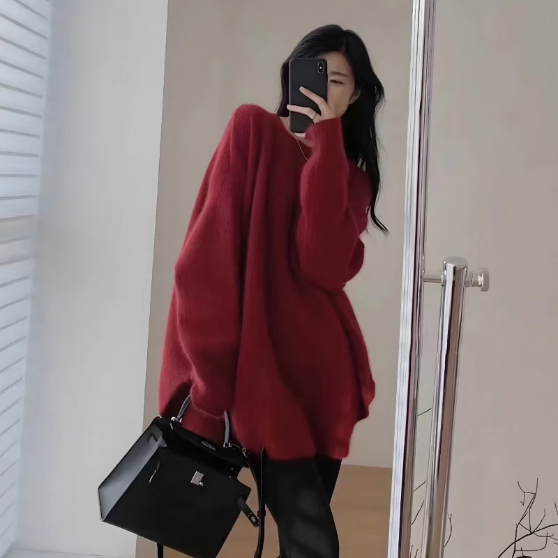 Однотонные вязаные пуловеры DAYIFUN осенние модные женские свитера простые базовые