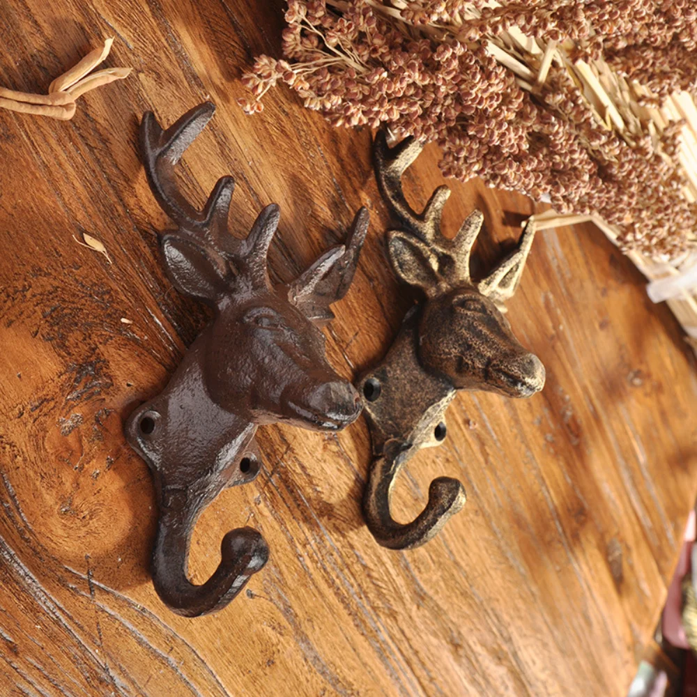 

Wall American Antler Pendant Head Animal Wall Single Deer Hook Iron Iron Nordic Small Hook Hanging Cast Decoration Wall