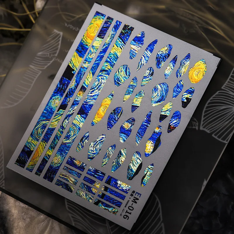 

2022 Colorful Aesthetic Metallic Glossy Nail Stickers Waterproof Nails Decorative Decals Luxury Oil Painting Manicure Ornament