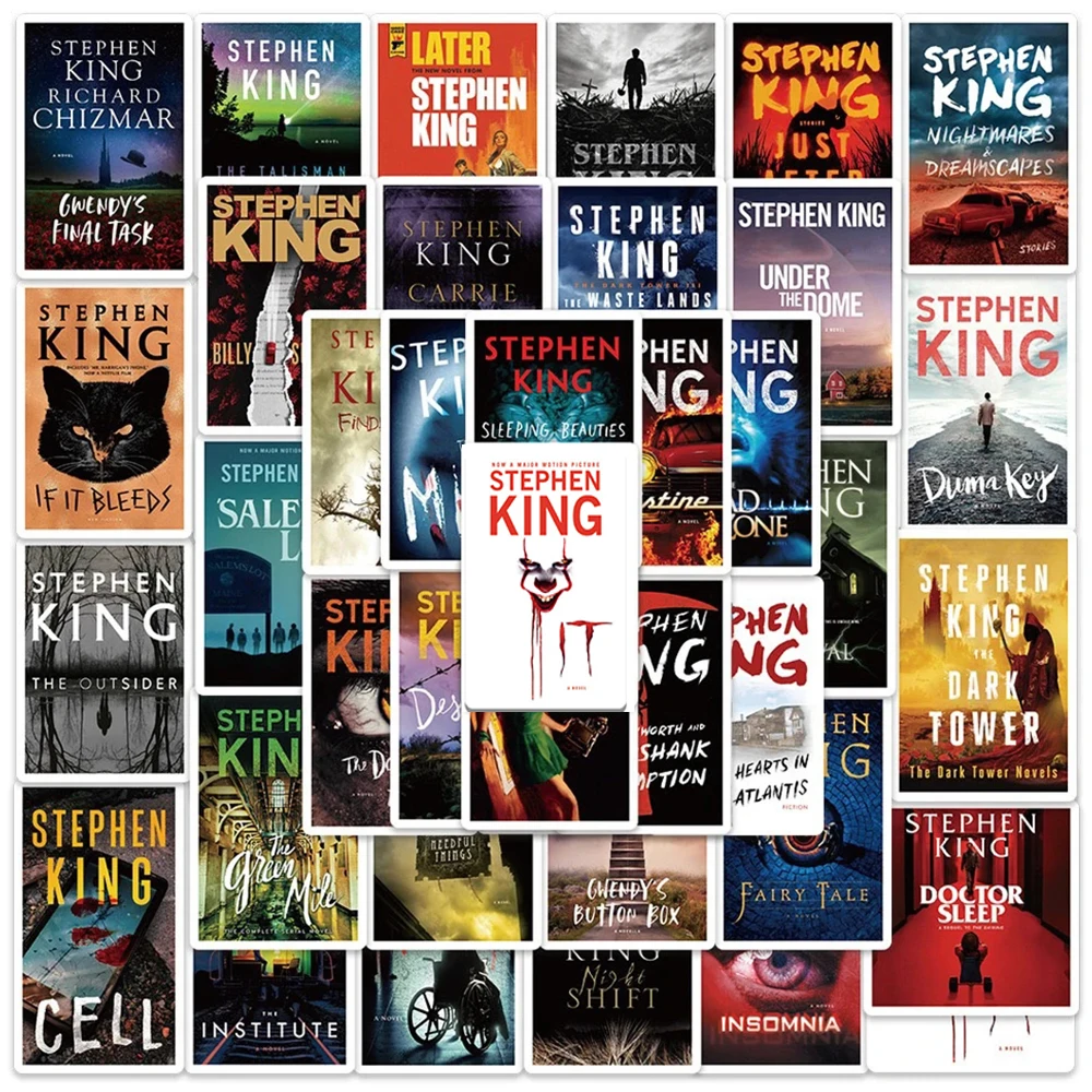 

10/30/50pcs Horror Novel Stephen Edwin King Stickers for Laptop Skateboard Suitcase Luggage Car Bike Cool Decals Sticker Toys