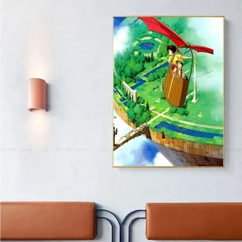 Classic Animation Cartoon Laputa Castle In The Sky Miyazaki Vintage Posters Sticky Room Home Cafe Decor Nordic Home Decor images - 6