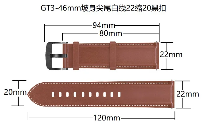22mmGenuine Leather Smart Watch Strap For Huawei Watch GT3 Pro 46mm/GT 2 Pro/GT2 46mm Wristband Bracelet Replacement Accessories
