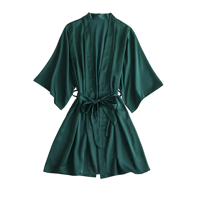 Women Satin Kimono Bathrobe Sexy V-Neck Lingerie Nightdress Bride Wedding Robe Gown Suit Sleepwear M-XL Nightwear Loose Homewear |