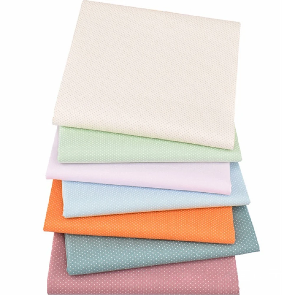 

Solid Color Small Dots 7 Pieces Diy Handmade Patchwork Cloth Group Twill Cotton Printing Fabric High Quality Cotton Fabric