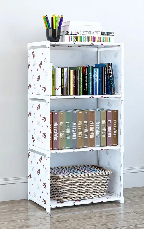 Простой современный студенческий книжный шкаф полка для хранения из нетканого